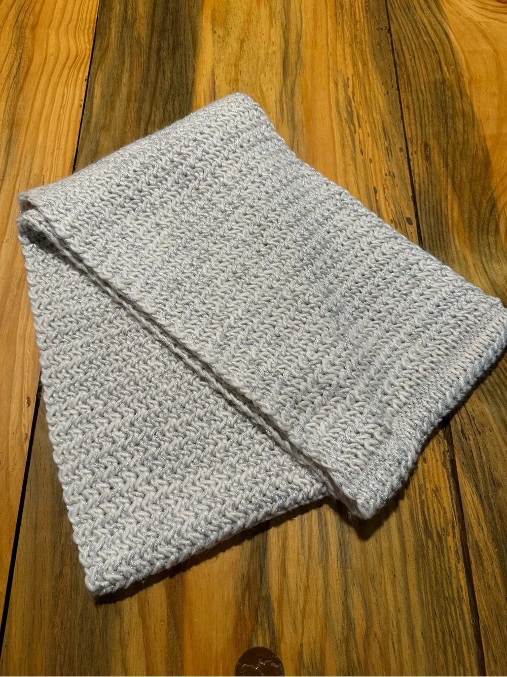 LOFT Cream Silver Knit Scarf